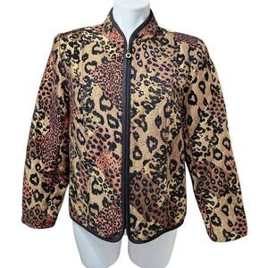 Molly & Maxx tapestry animal print jacket medium cheetah gold brown orange black